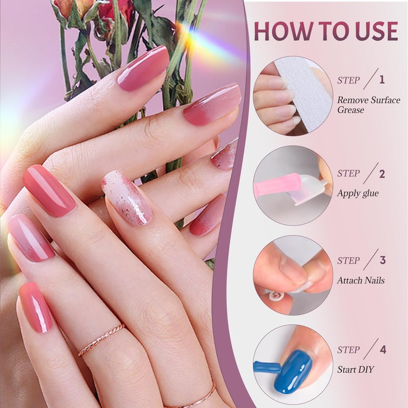 ranrose 600pcs Short Nail Tips- Oval Half Cover False Tips 12 Sizes French Acrylic Nails for DIY Nail Salon - Image 5